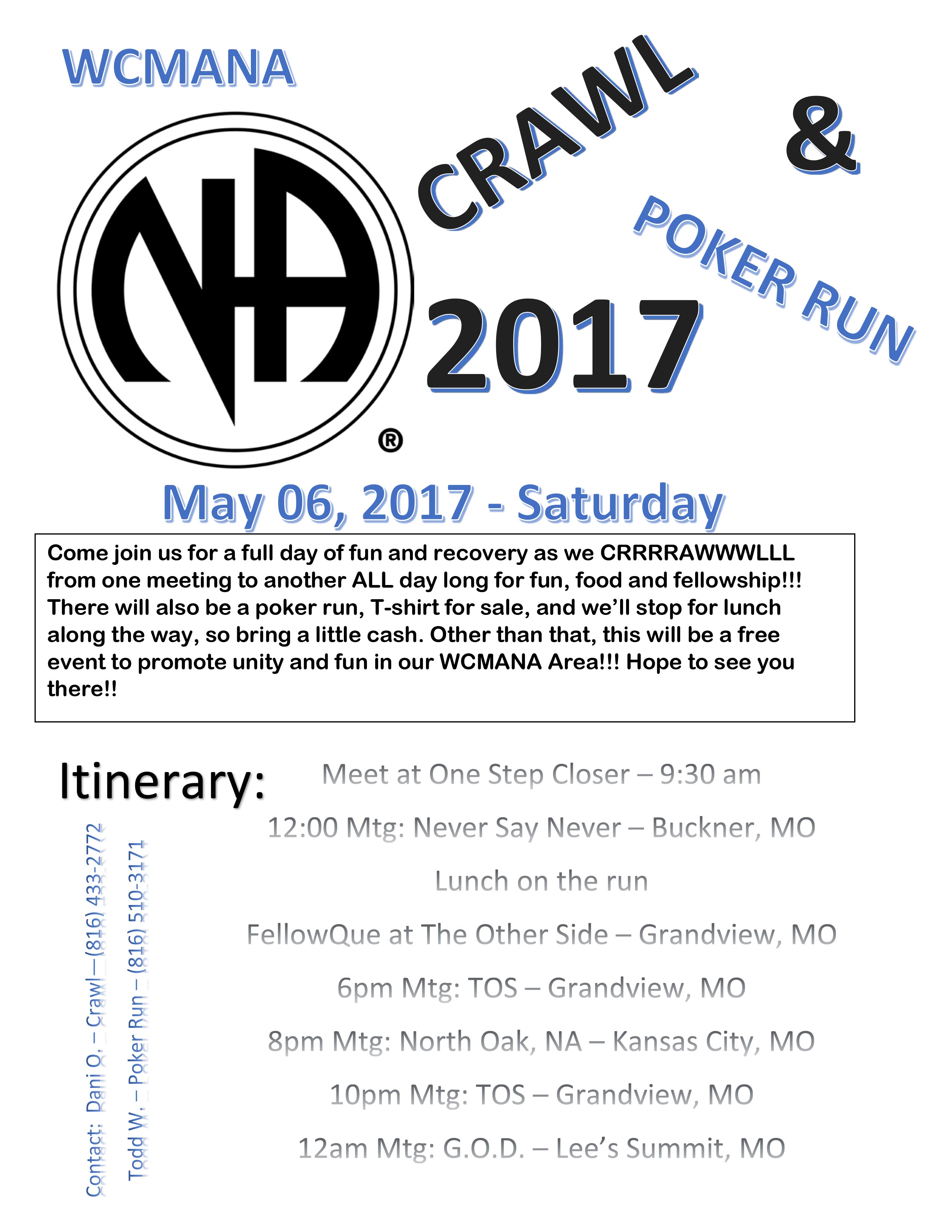 2017 WCMANA Crawl & Poker Run 5/6/17